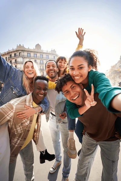 vertical-photo-group-cheerful-students-600nw-2257931497 - Barcelona Day Trip - Barcelona Day Trip Barcelona Private Tours | Rome Day Trip - Licensed Guides - Barcelona Day Trip